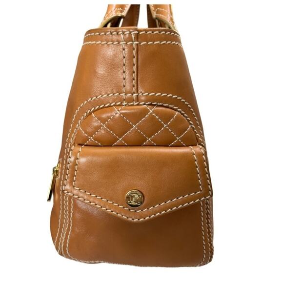 CELINE Boogie Bag Quilted Leather Satchel Caramel Gold Hardware CE00/15 Italy - Picture 3 of 16